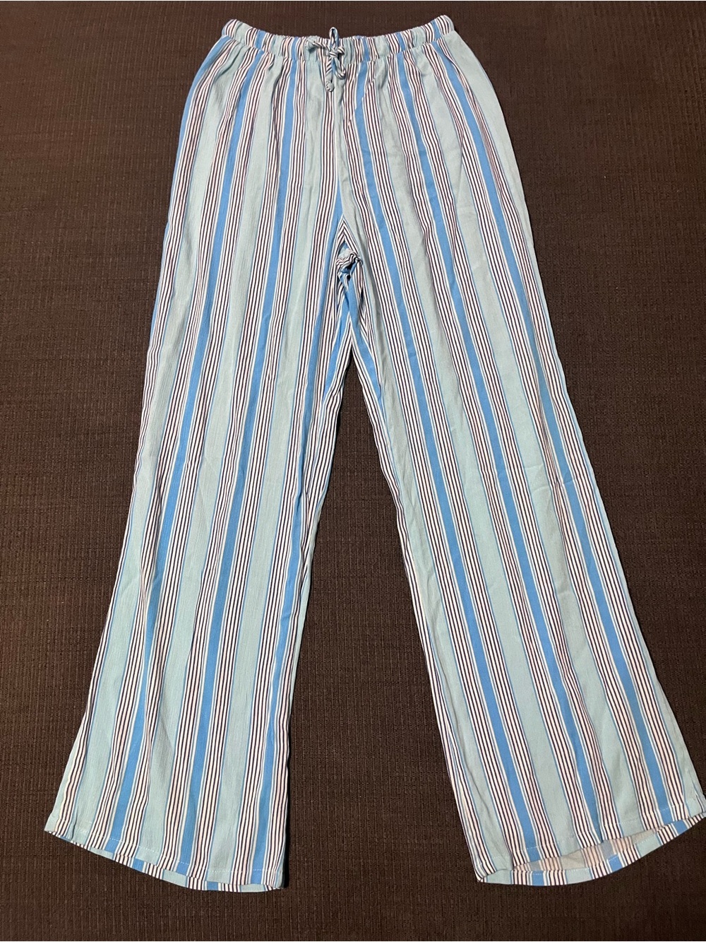 Casual Women's Striped Drawstring Pants in Blue and White